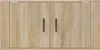 A close-up view of a wooden cabinet with two doors and black handles. Voir les images du produit
