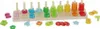 A wooden educational toy with numbered pegs and colorful rings, along with loose number and shape pieces. Produktbild-Vorschau