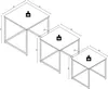 Three nested tables of decreasing size, shown in an isometric view with dimensions indicated. Produktbild-Vorschau