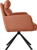 A side view of an orange swivel chair with a black metal base. Produktbild-Vorschau