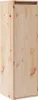 A close-up, side view of an unpainted wooden cabinet with visible wood grain and knots. Voir les images du produit