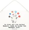 Mr. & Mrs. Panda holzbild SEA Manager Herz DIN A6 - Weiß - Produktbild-Vorschau 1