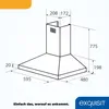 A technical drawing of a kitchen hood with dimensions indicated. Produktbild-Vorschau