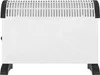 A white electric heater with black feet and accents, shown from the front. Produktbild-Vorschau