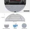 A collage of images showing cleaning cloths for a robot vacuum cleaner, including dimensions and material close-ups. Produktbild-Vorschau