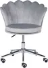 A gray velvet office chair with a shell-shaped back and a silver base with wheels. Náhled obrázku produktu