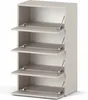 A modern, modular shoe cabinet with four open shelves and hinged doors. Produktbild-Vorschau