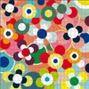 A colorful abstract pattern of circles and flower-like shapes, resembling a jigsaw puzzle. Produktbild-Vorschau