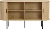 A modern wooden sideboard with black legs and handles, shown against a white background. Anteprima dell’immagine prodotto
