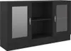 A studio shot of a black sideboard with two glass-fronted cabinets and open shelving in the middle. Anteprima dell’immagine prodotto