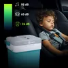 A child sleeping in a car seat next to a portable cooler. Náhľad obrázku produktu