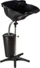 A black portable hair washing station with a water tank is shown against a white background. Produktbild-Vorschau