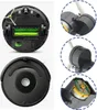 A collage of images showing the underside and top of a robot vacuum cleaner, along with close-ups of its internal components. Produktbild-Vorschau