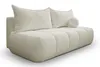 A cream-colored sofa with two large back cushions and one small round decorative cushion is shown from a slight angle against a white background. Podgląd zdjęcia produktu