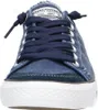 A close-up, front-facing view of a blue sneaker. Voir les images du produit
