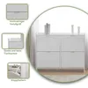 Collage of images showcasing a white shoe cabinet with close-ups of its features and an angled view of the cabinet itself. Produktbild-Vorschau