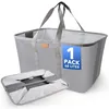 Faltbarer Wäschekorb 68L Grau extra flach 2 cm 600D Oxford Produktbild-Vorschau 1