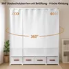 A white fabric wardrobe with three drawers on the bottom, shown with a curtain cover. Náhľad obrázku produktu