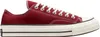 A side view of a single red Converse Chuck 70 sneaker against a white background. Produktbild-Vorschau