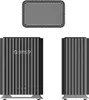 Three views of a black dual-bay hard drive enclosure. Anteprima dell’immagine prodotto