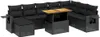 vidaXL 9-tlg. Garten-Sofagarnitur mit Kissen Schwarz Poly Produktbild-Vorschau 1