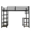 A product shot of a loft bed with a desk and shelves. Náhled obrázku produktu