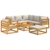 8-tlg. Garten-Lounge-Set mit Hellgrauen Kissen Massivholz Produktbild-Vorschau 1