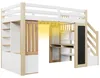 Cama alta de 90x200 cm con escritorio, estanterías, Vista previa de la imagen del producto 17