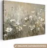 MuchoWow® - Leinwandbilder - Blumen - Weiß - Natur - Grau - Produktbild-Vorschau 1