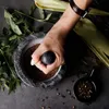 XL Granit Mörser mit Stößel und Rutschfeste Untersetzer ⌀ Produktbild-Vorschau 4