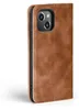 A brown leather flip case for an iPhone 13 mini is shown against a white background. Produktbild-Vorschau
