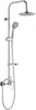 A chrome shower set with a rain shower head and a handheld shower head, mounted on a vertical pole. Náhled obrázku produktu