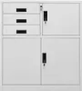 A light gray metal office cabinet with drawers and doors. Anteprima dell’immagine prodotto
