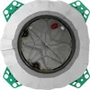 Top-down view of a plumbing valve body with a white fabric cover and green mounting brackets. Podgląd zdjęcia produktu