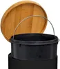 A black trash can with a bamboo lid and a metal handle. Náhľad obrázku produktu