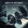 Close-up of two office chair wheels with text overlays highlighting features. Voir les images du produit