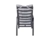 The back view of a gray outdoor dining chair with cushions. Produktbild-Vorschau