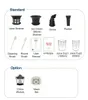 An image showing the standard and optional accessories for a Kuvings slow juicer. Produktbild-Vorschau