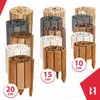 A collection of wooden garden borders in various colors and sizes, arranged in a grid. Produktbild-Vorschau