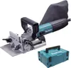 A Makita PJ 7000J Nutfräse Flachdübelfräse and its storage case are displayed against a white background. Podgląd zdjęcia produktu