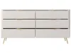 A beige dresser with gold handles and legs, shown against a white background. Produktbild-Vorschau