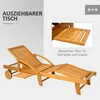 Sonnenliege Holz klappbar Gartenliege mit Seitentisch, Produktbild-Vorschau 6