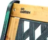 A close-up view of a garden bench, showing the brand logo and construction details. Podgląd zdjęcia produktu