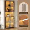 Merax LED-Glasvitrine, Eichenoptik, Integrierte Produktbild-Vorschau 5