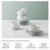 DOWAN 88ml Tasses à espresso en porcelaine avec soucoupes, Voir les images du produit 4