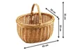 A wicker basket with dimensions indicated by measurement lines and text. Produktbild-Vorschau