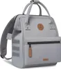 A light gray backpack with brown accents is shown against a white background. Produktbild-Vorschau