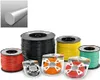 A collection of spools of trimmer line in various colors, along with a sample of the material. Anteprima dell’immagine prodotto