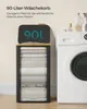 A laundry basket is shown next to a washing machine, with text overlay describing its capacity. Produktbild-Vorschau