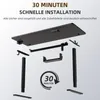 An exploded view of a desk's components, illustrating assembly. Produktbild-Vorschau